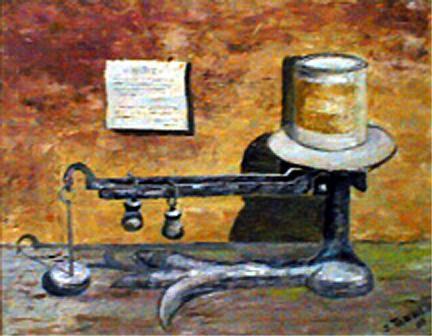 scale Dad was stuck in the cabin during a week of rain and painted this without a model on a piece of fiberboard.