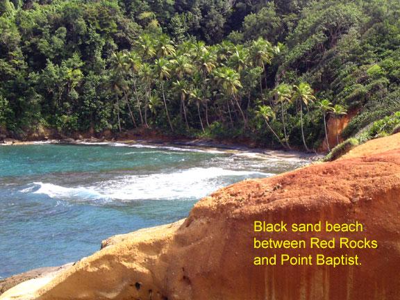 blackbeach The black sand beach. Black sand is black lava ground by the sea.  It is very heavy and amazingly smooth.  It does not stick.  And, because it stays moist, it does not get hot in the sun.