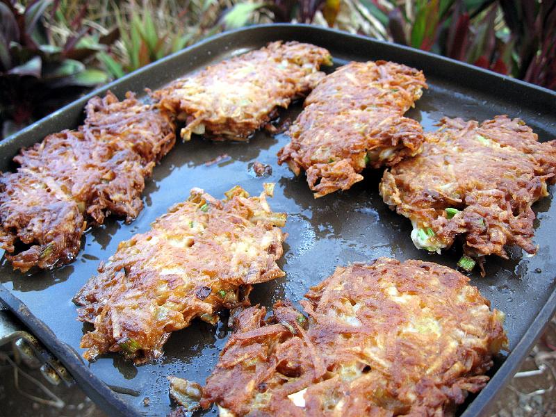 tania_fritters_IMG_0575 These are tania fritters, similar to potato pancakes (latkes). Tania also makes great 