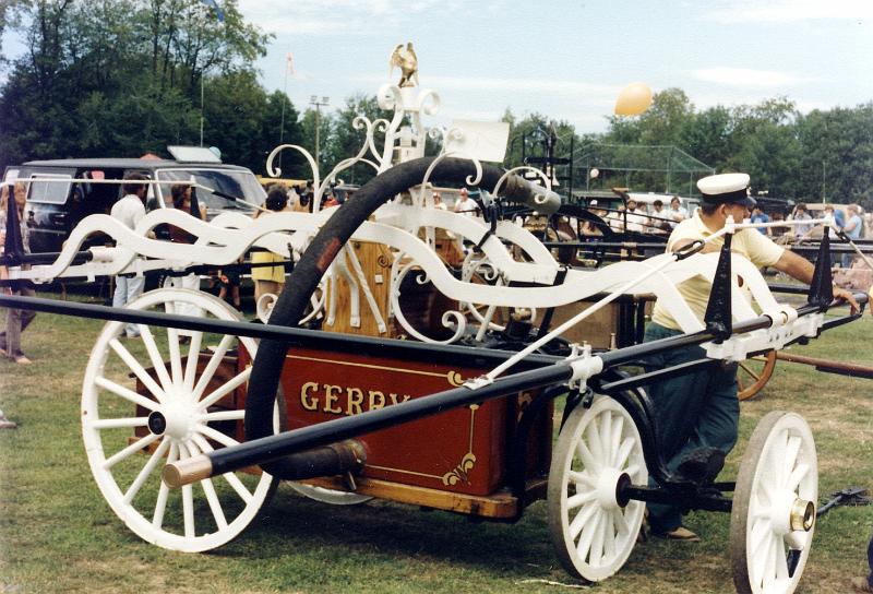 1 These photos were taken at a Firemen's Muster.  Fire companies from many towns lovingly maintain their antique hand pump engines.