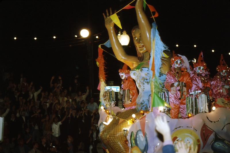 bacchus-19 The theme of the Bacchus parade that year was the movies.  This was the theme announcement float.