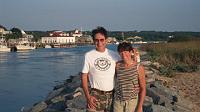 dt-rt-mnmshw-wide Here we're on the jetty on the Lobsterville (west) side of Menemsha inlet. The orange-roofed building is part of the US Coast Guard station where the search for JFK Jr's plane was headquartered.