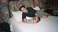 dan-cat-ogi Me in our room with one of the Old Granite Inn's house-cats.