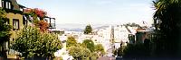 13 This is the view from the top of Lombard Street, the curviest street in the USA, in San Francisco. On the right you can also see the Coit Tower.