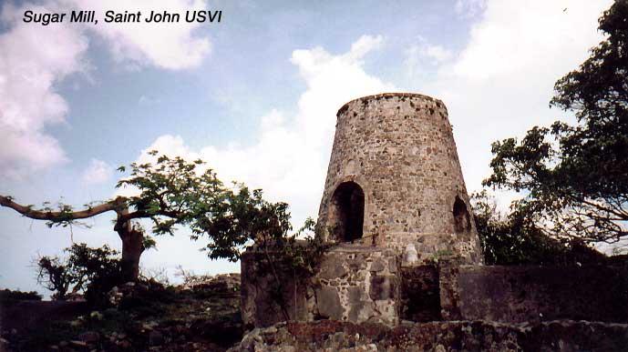 sugarmill An abandoned sugarmill windmill and the view from the sugar plantation.