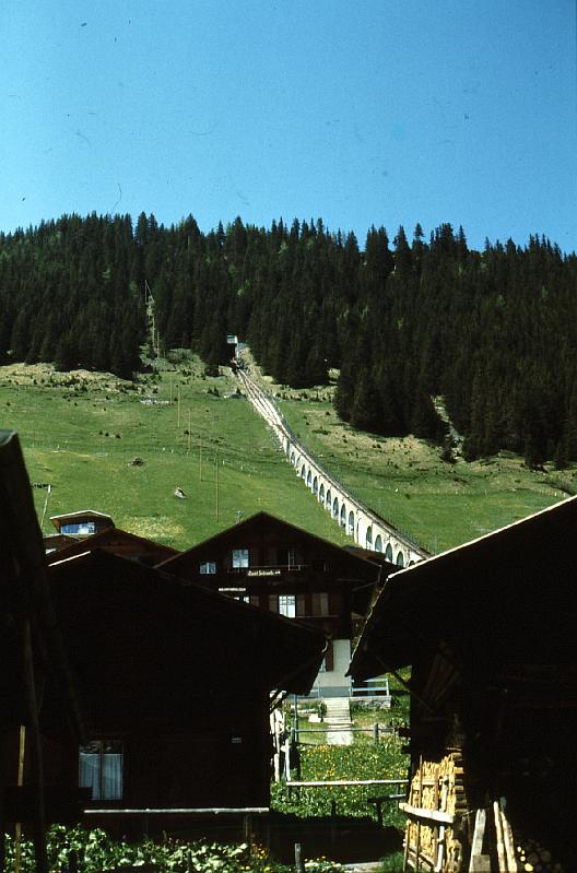 funicular The Lauterbrunnen to Grutchalp funicular, which has served the area for over 100 years, was replaced in April 2006 by a new cable car.  A funicular is a cable tram that uses two cars, each a counterweight to the other.  You can see the spot in the tracks where the tracks diverge to let the cars pass by each other at the halfway point.