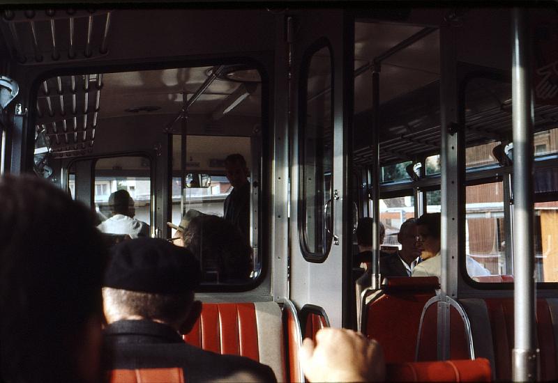 bus From Neuhausen to Schaffhausen, you can take a bus or train.  This is a bus, in the second-class section - notice the typical Swiss cleanliness.