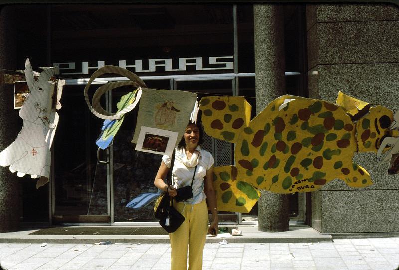 Untitled-Scanned-11 Ruth with children's art in the pedestrian mall near St. Paul's.